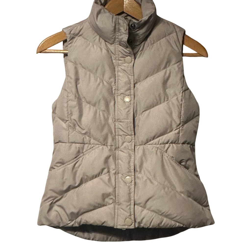 J Crew Women's Down Filled Puffer Vest XS with Sherpa Lining Beige